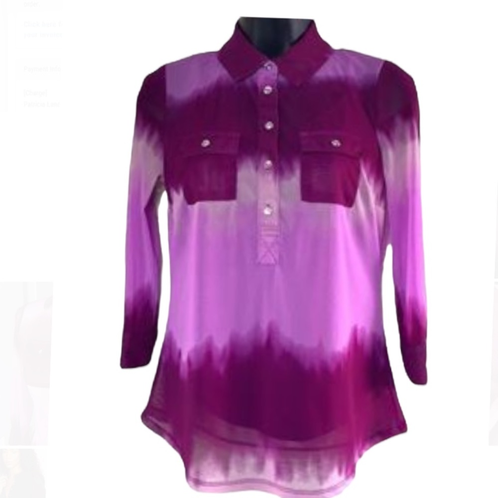 INC International Concepts Purple Amber Sheer Blouse Sz XS